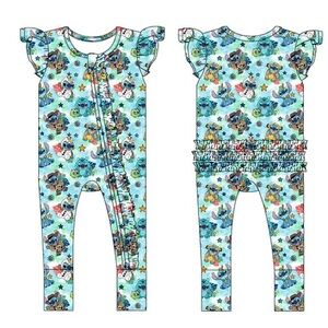 Bamboo Necessities Mischievous One Flutter Sleeve Ruffle Romper 3-6 Mo